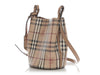 Burberry Small Camel Haymarket Check Lorne Bucket Bag