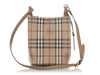Burberry Small Camel Haymarket Check Lorne Bucket Bag