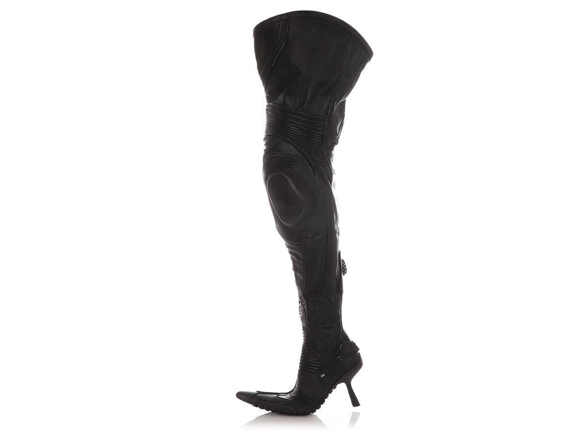 Balenciaga Black Runway Over the Knee Motocross Heel Boots