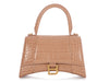 Balenciaga Small Beige Crocodile Embossed Hourglass Bag