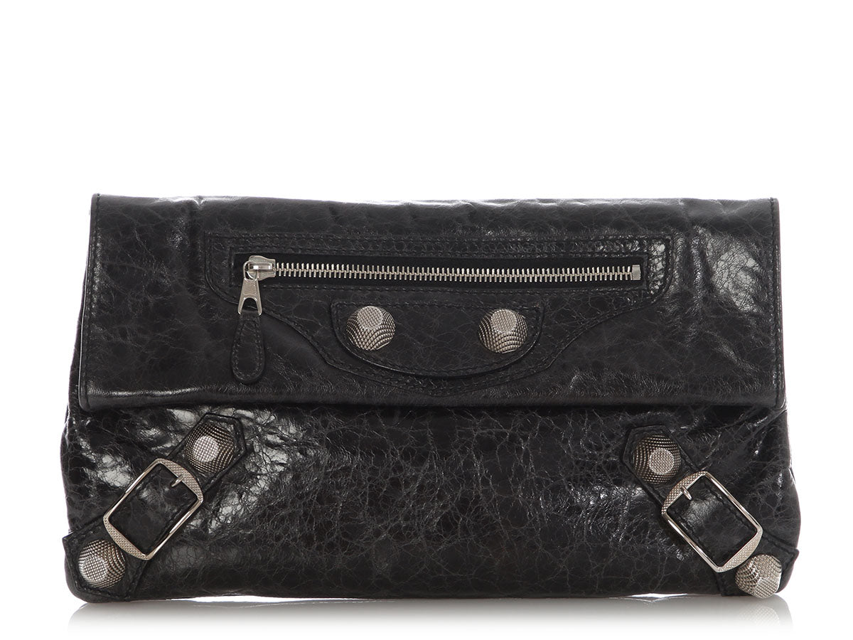 Balenciaga Black Agneau Giant 21 Envelope Clutch