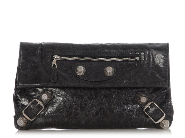 Balenciaga Black Agneau Giant 21 Envelope Clutch