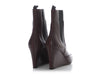 Balenciaga Maroon Leather Wedge Ankle Boots