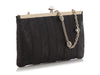 Bulgari Black Plissé Leather Evening Bag
