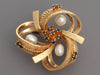 Vintage 14K Yellow Gold Pearl and Sapphire Brooch