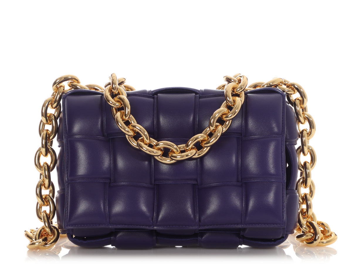 Bottega Venetta Maxi Blue Padded Chain Cassette Bag