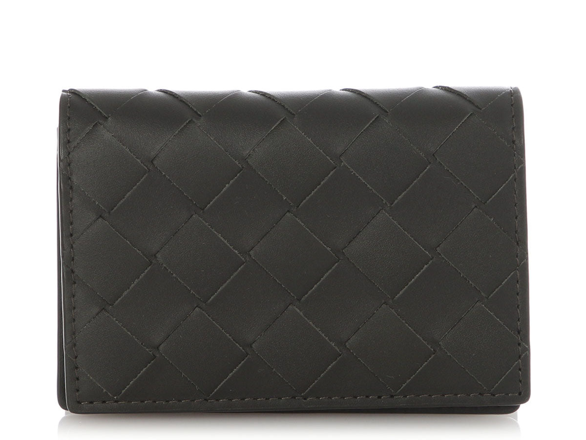 Bottega Veneta Black Intrecciato Business Card Case