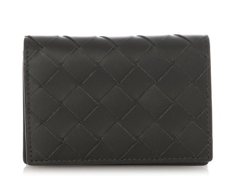 Bottega Veneta Black Intrecciato Business Card Case