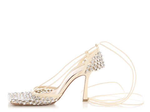 Bottega Veneta Sparkle Stretch Lace-Up Sandals