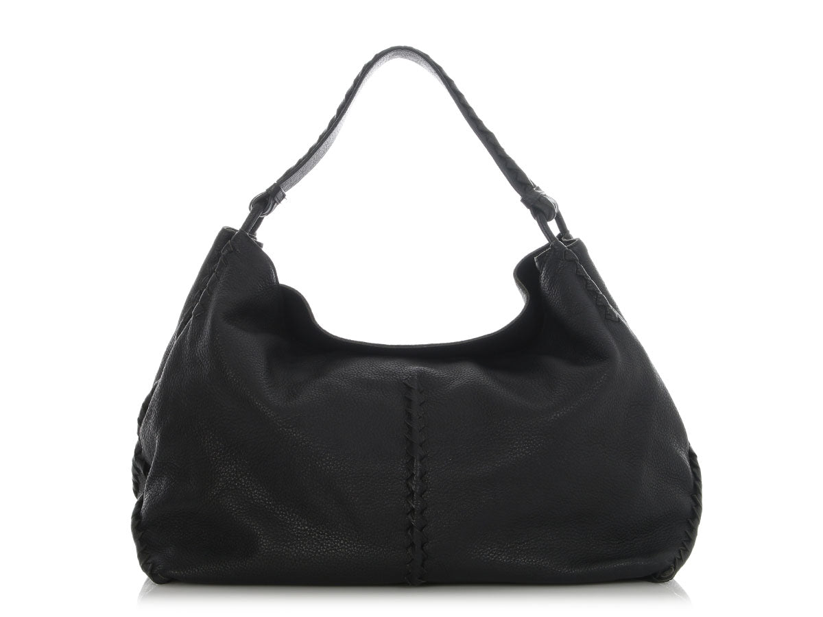 Bottega Veneta Black Cervo Loop Hobo