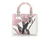 Dior Medium White and Pink Deerskin Floral Lady Dior