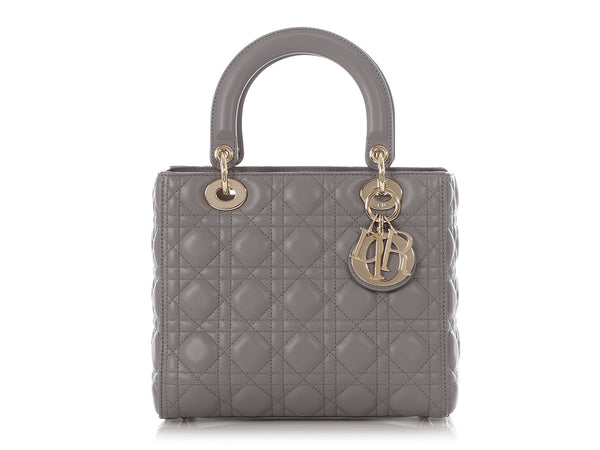 239-76 Christian Dior コート Mサイズ Dior Medium Iron Gray Lambskin Lady Dior