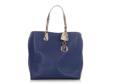 Dior Blue Python Trimmed Vertical Dioraddict Tote
