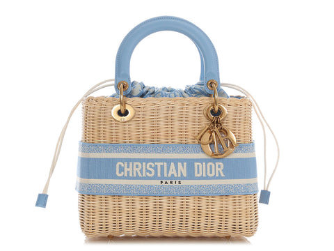 Dior Medium Cornflower Blue Wicker Oblique Lady Dior
