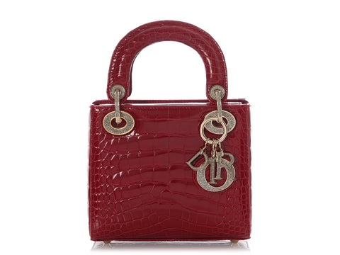 Dior Mini Cherry Red Alligator Lady Dior