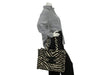 Celine Large Natural and Black Canvas Triomphe Cabas Tote