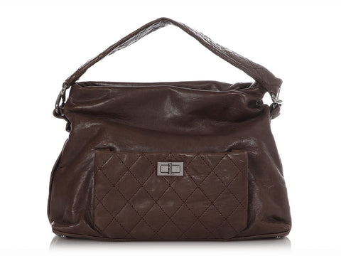 Chanel Brown Part-Quilted Lambskin 8 Knots Hobo