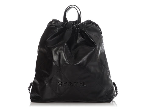 Chanel So Black Quilted Shiny Calfskin 22 Backpack