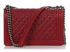 Chanel New Medium Dark Red Quilted Caviar Boy Bag