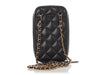 Chanel Black Quilted Lambskin Zip Around Phone Case With Chain