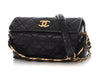 Chanel Small Black Crumpled Quilted Lambskin CC Links Shoulder Bag
