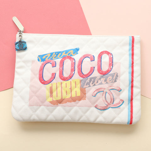 Chanel LE Quilted Fabric Viva Coco Libre Cuba O-Case