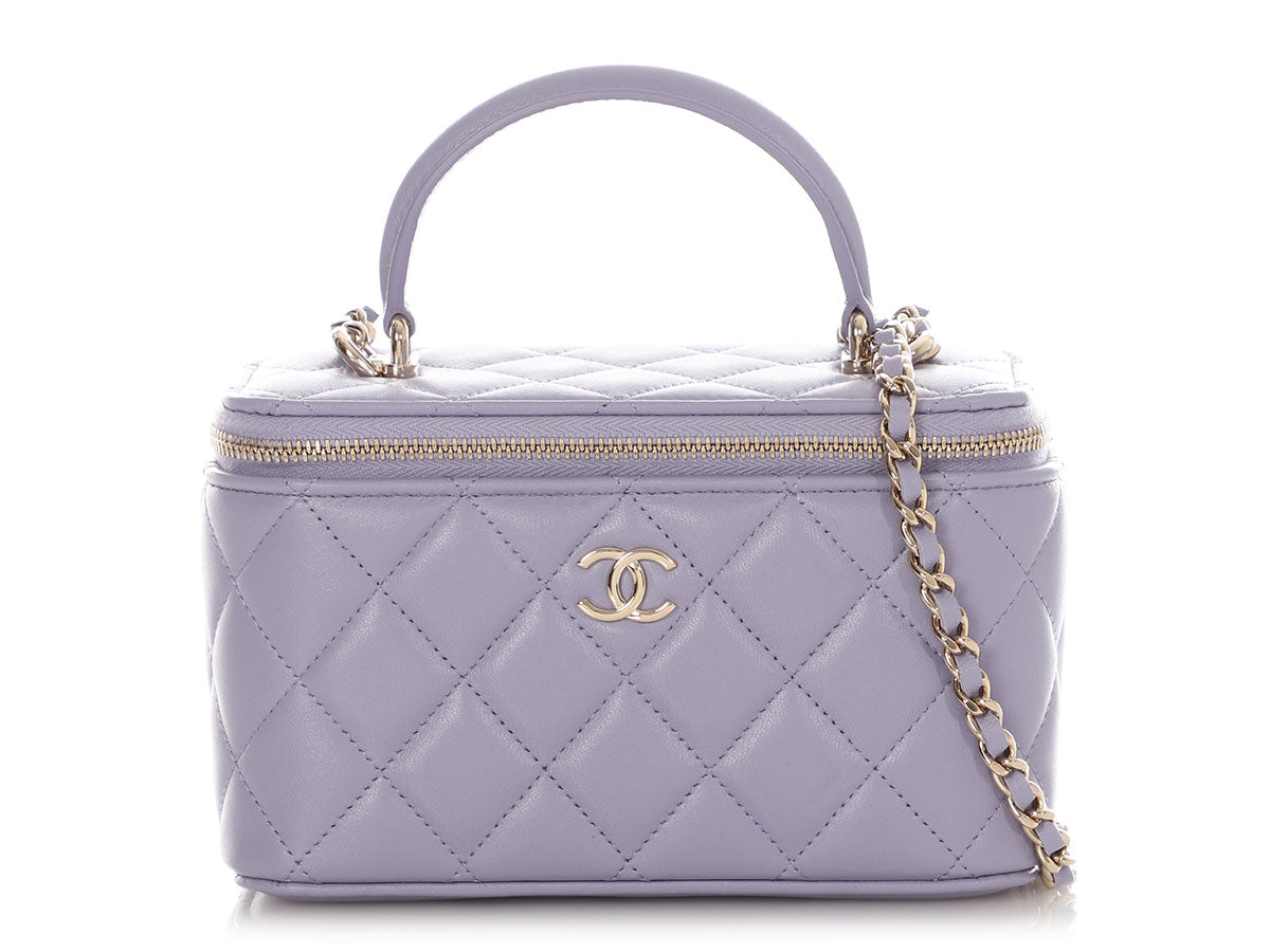 Chanel Small Lavender Quilted Lambskin Top Handle Vanity Case
