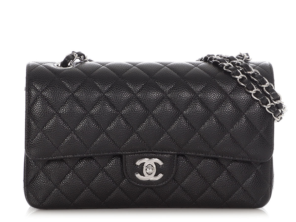 Chanel Medium/Large Black Quilted Caviar Classic Double Flap