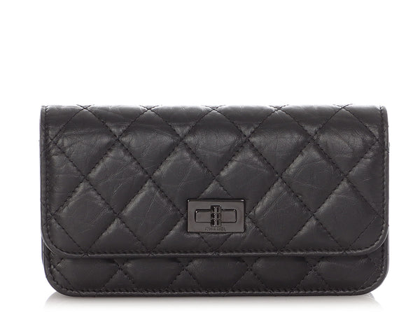 Chanel So Black Aged Quilted Calfskin Reissue Phone Holder