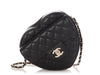 Chanel Large Black Part-Quilted Lambskin In Love Heart Crossbody
