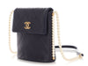 Chanel Small Navy Quilted Calfskin Pearl Strap Bag