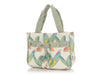 Chanel Light Green Lambskin and Multicolor Canvas Tote