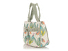 Chanel Light Green Lambskin and Multicolor Canvas Tote
