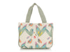 Chanel Light Green Lambskin and Multicolor Canvas Tote