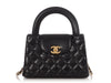 Chanel Small Black Shiny Quilted Calfskin Nano Kelly