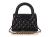 Chanel Small Black Shiny Quilted Calfskin Nano Kelly