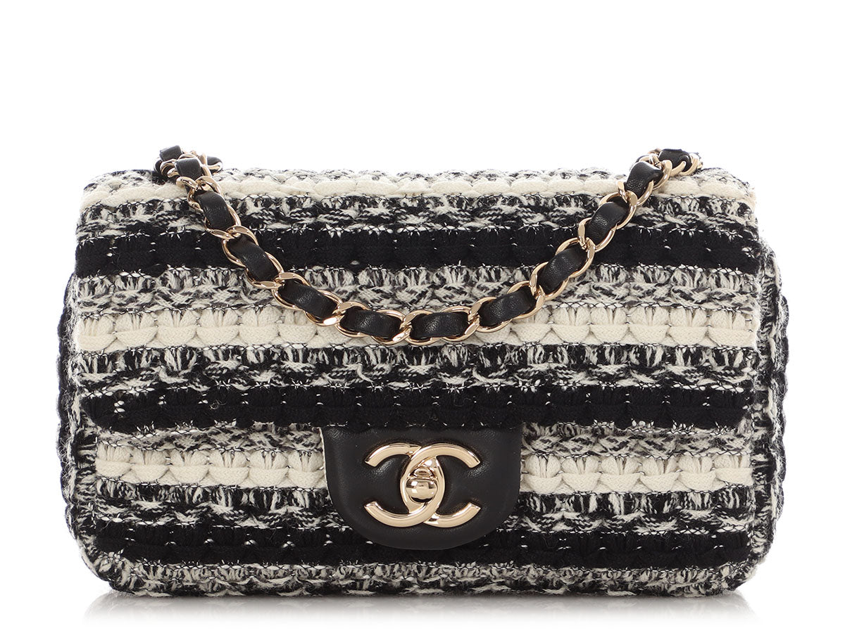 Chanel Mini Black and White Tweed Classic