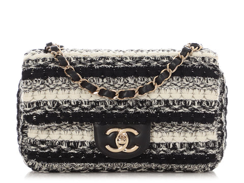 Chanel Mini Black and White Tweed Classic