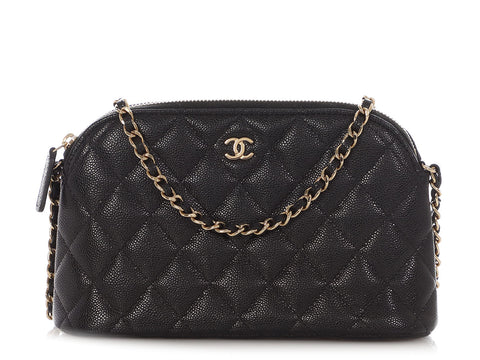Chanel Small Black Quilted Caviar Crossbody Pouch