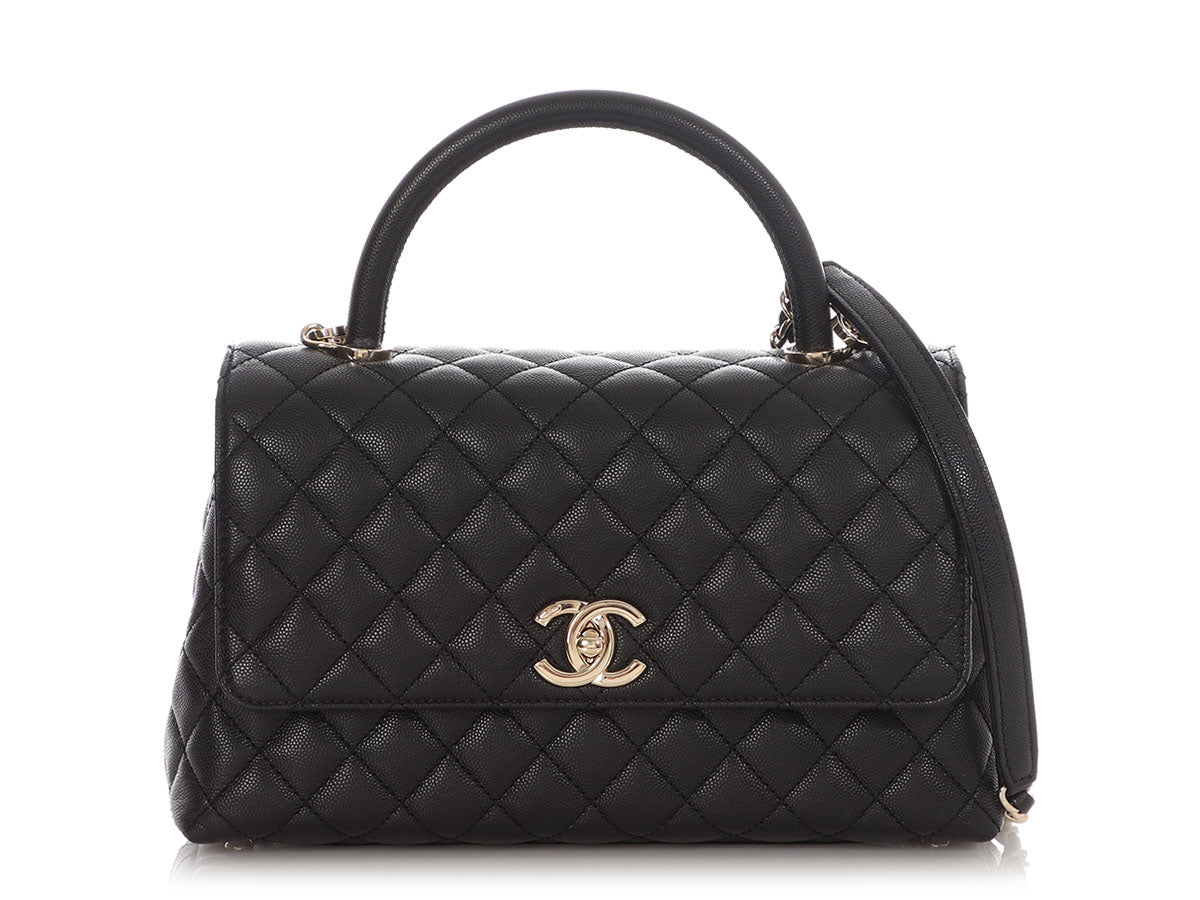 Chanel Small Black Quilted Caviar Coco Handle