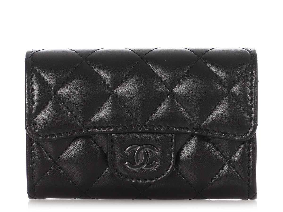 Chanel So Black Quilted Lambskin Flap Card Holder