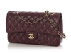Chanel Medium/Large Burgundy Quilted Caviar Classic Double Flap