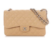 Chanel Jumbo Beige Quilted Caviar Classic Double Flap