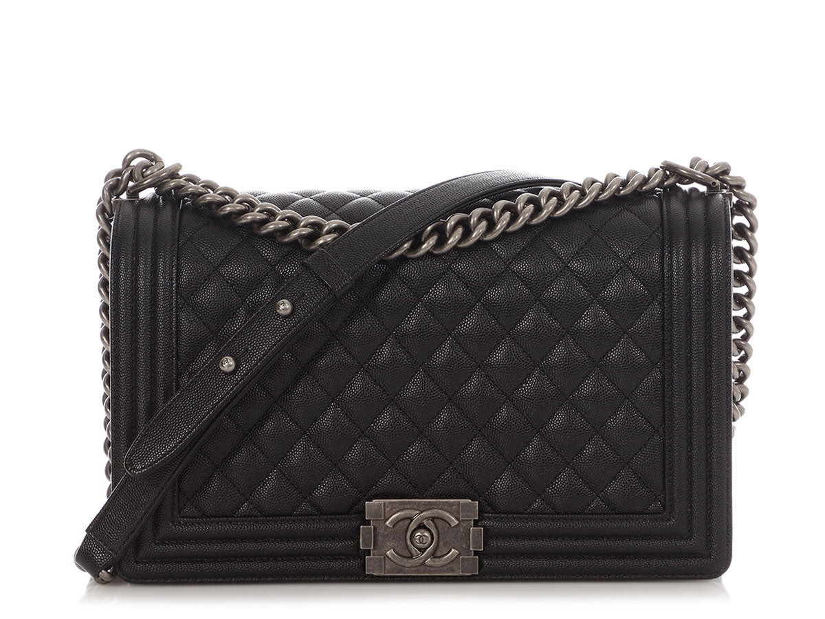 Chanel New Medium Black Quilted Caviar Boy Bag