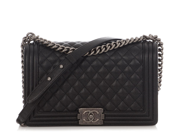 バッグ CHANEL Pre-Owned Black Quilted Lambskin Chain Around Boy Bag Medium