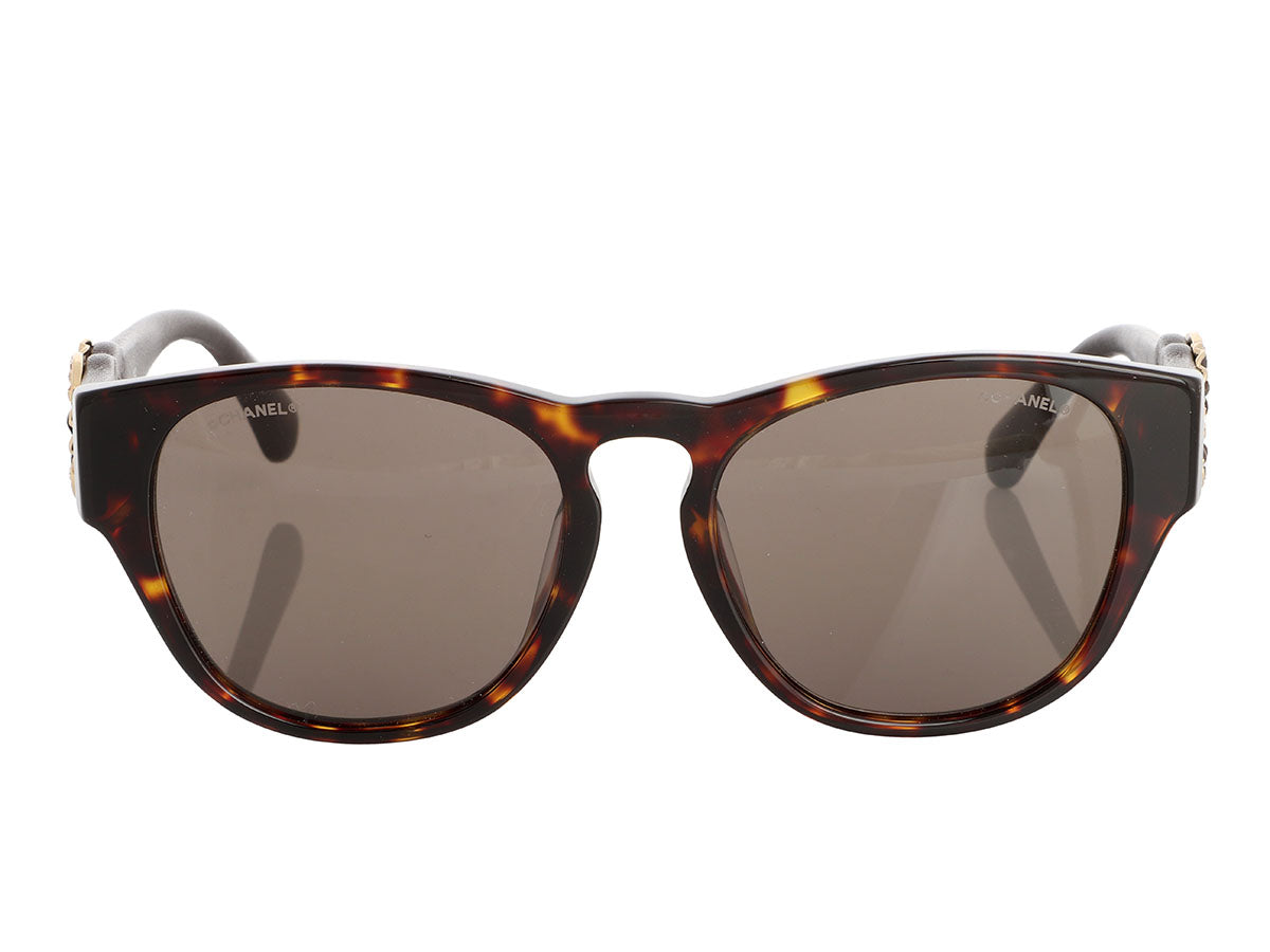 Chanel Tortoise Crystal CC Sunglasses