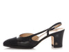 Chanel Black Grosgrain Cap Toe Slingback Pumps