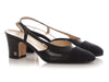 Chanel Black Grosgrain Cap Toe Slingback Pumps