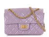 Chanel Mini Glittered Lilac Quilted Aged Calfskin Reissue