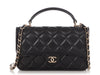 Chanel Mini Black Quilted Lambskin Top Handle Phone Holder
